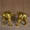 Pure copper buffalo with head up one facing down, a pair of animal desktop decorations for home, office, and livi