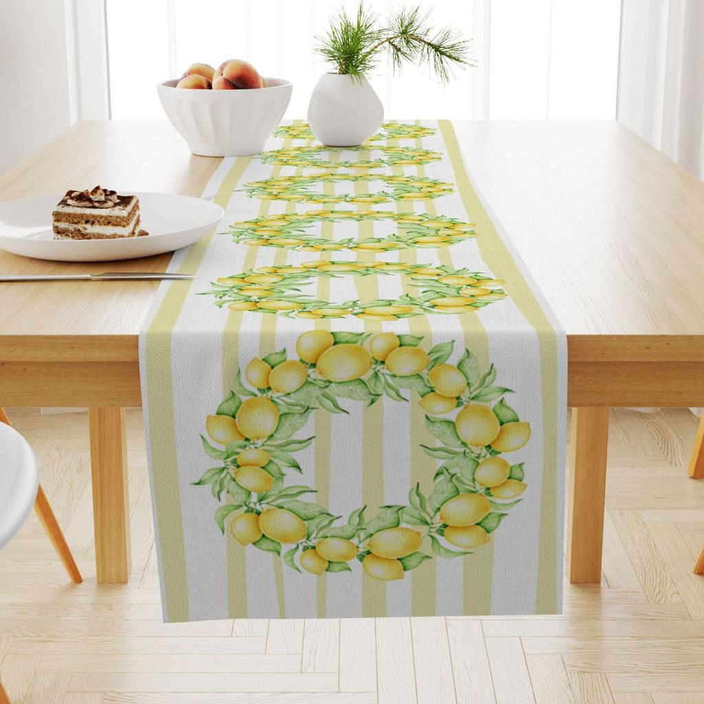 Sommer Zitronenmuster Leinen Tischläufer Esstisch Couchtisch Abdecktuch Zuhause Tischdecke Abdeckung Handtuch