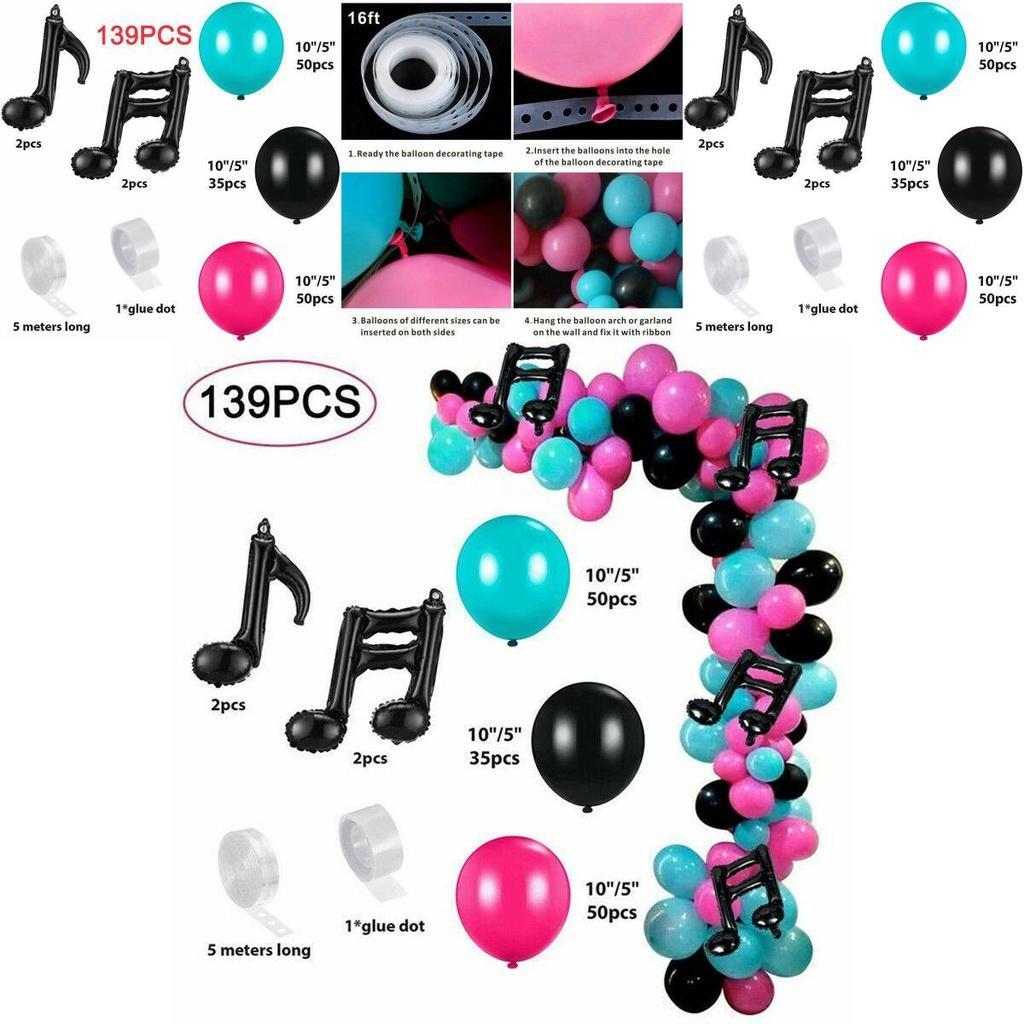 Music Tik Tok Theme Birthday Party Decorations 139pcs Balloon Arch Kit Supplies