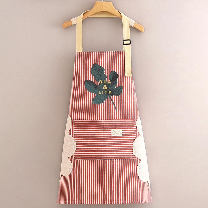 Cotton and Linen Long-sleeved Apron Kitchen Home Breathable Anti-fouling Cooking Apron Smock for Women