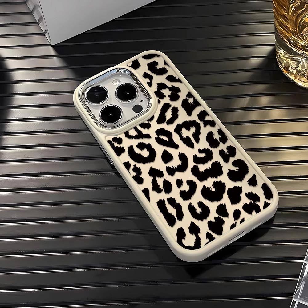 White Black leopard print phone case For iphone16E 16pro 15pro 14 13 12 11 7 8 XR XS 14plus Silicone Anti Fall Protective Cover