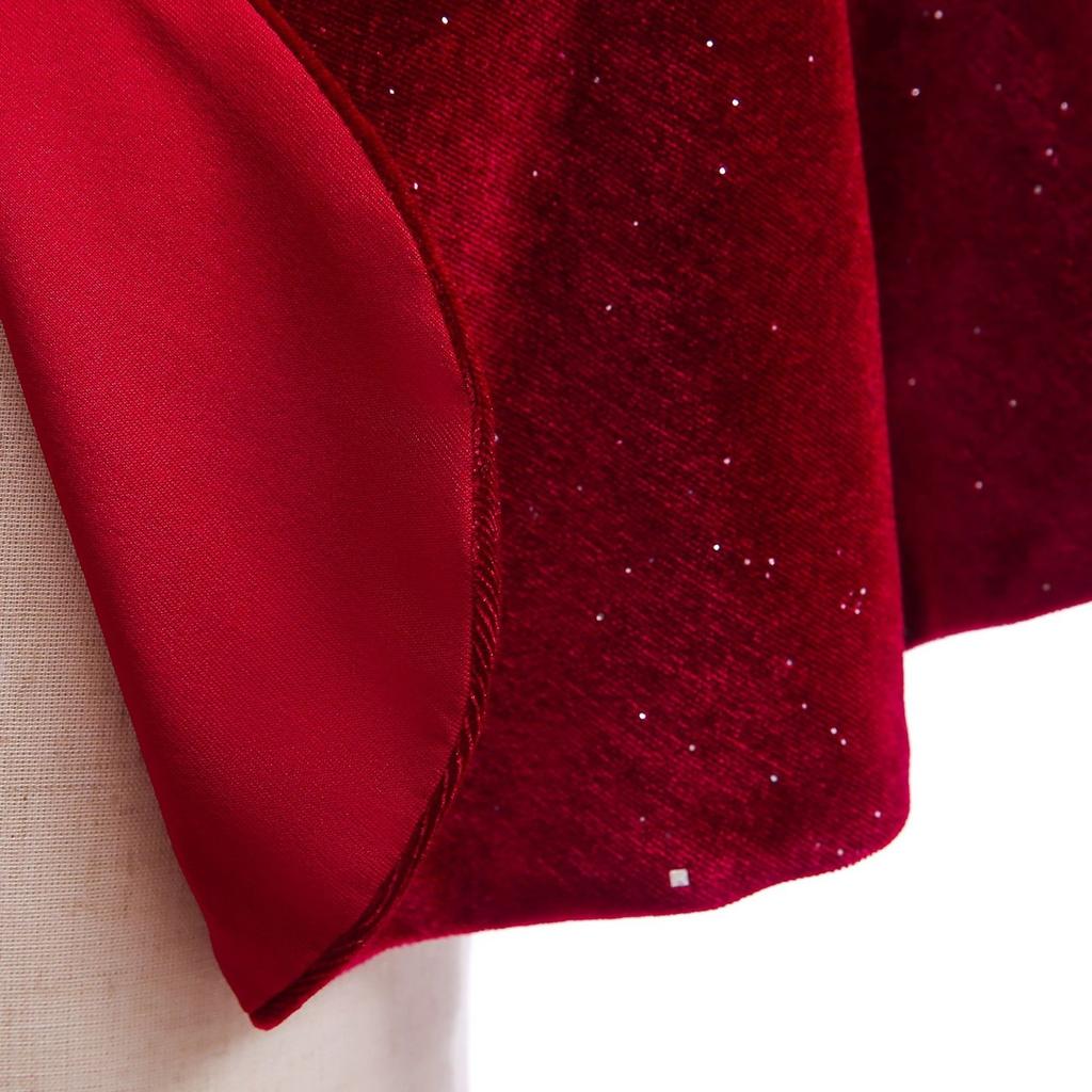 Girls Cape Cloak With Velvet Dress Formal Banquet Outfit