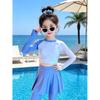 Girls Long Sleeve Pants Two Piece Swimsuit Kids UV Protection Swimwear Set Big Child Cute Bathing Suit