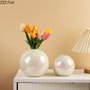Farbige Perlmutt-Kugelform Keramikvase Schreibtischdekoration Blumenarrangement Künstliche Blumenvase Raum Ästhetische Deko