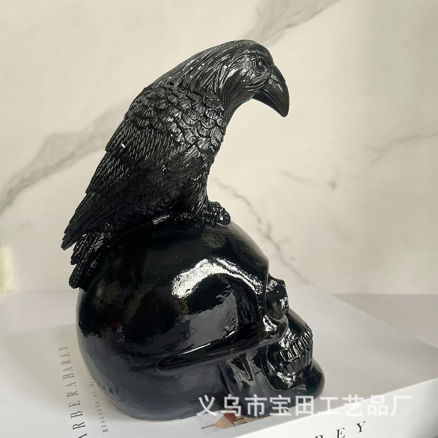 Halloween Skull Garden Home Decoration Crow Skull Resin Crafts Ornament Atmosphere Decoration Sculpture