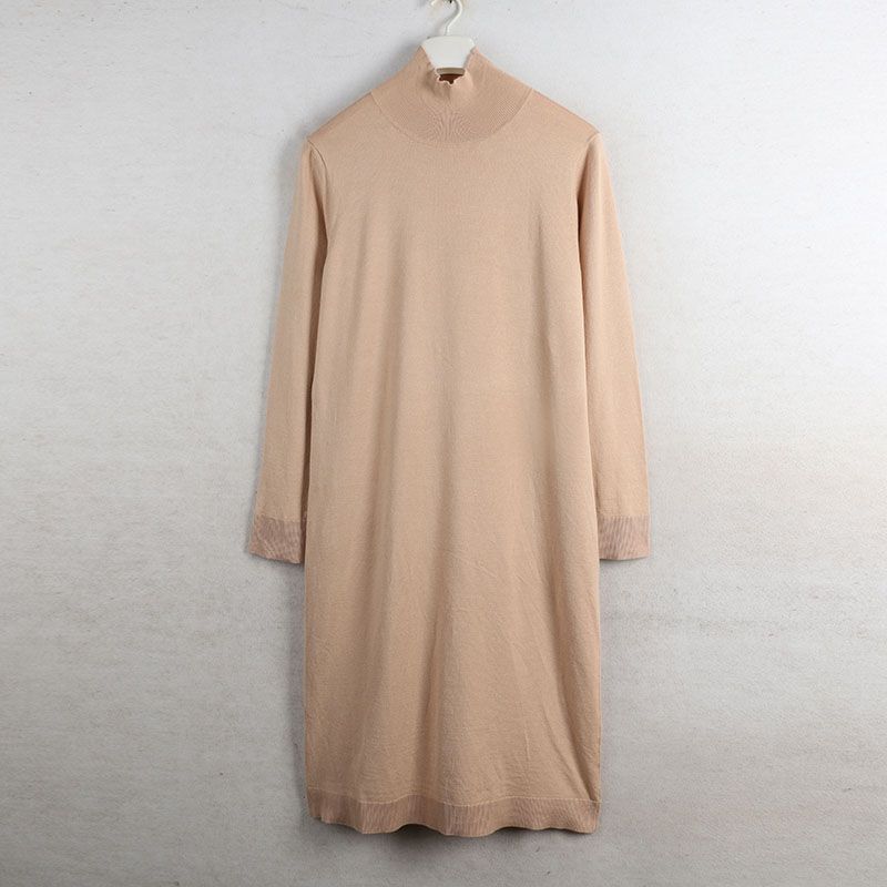 Sunshine House Autumn and Winter New Arrival Export European and American Plus Size Women's Clothes Mid Round Neck Loose Knitting Dress Sweater