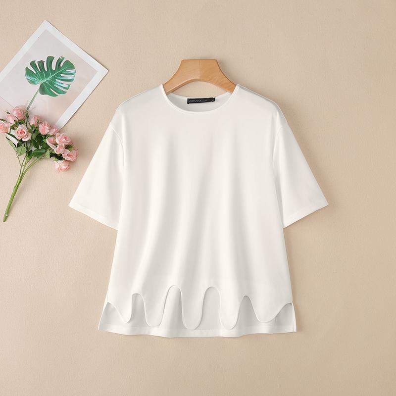 

ZANZEA Женская повседневная футболка с круглым вырезом, свободная, летняя, с коротким рукавом XL белый