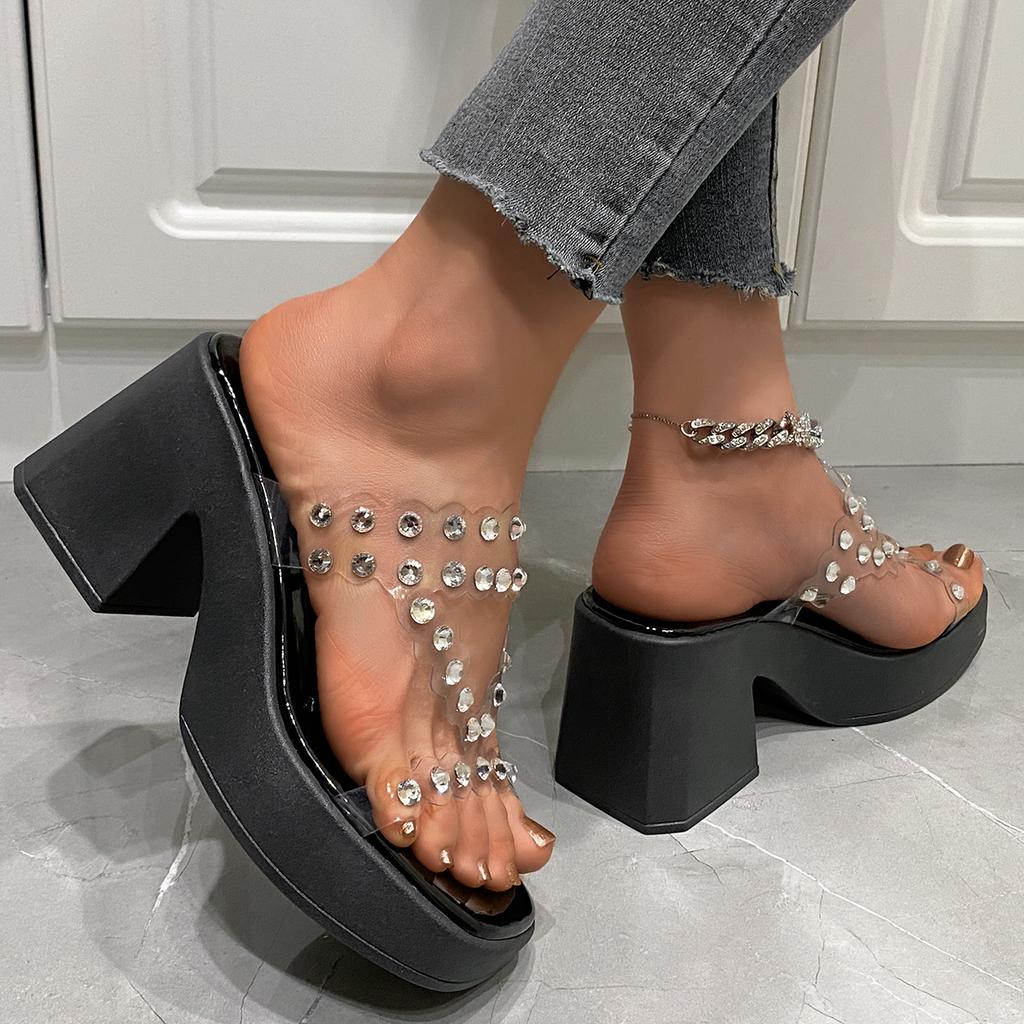Fashion Women Platform Wedges Ssandals High Heels Shoes New Summer Flip Flops Beach Sandals Femme Designer New Dress Crystal Slides