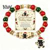 Alloy Beaded Jewelry for Christmas Bracelet, Elastic Stretch Bracelet with Xmas Holiday Collection Tree Charm, Gifts Women Men Festive Santa