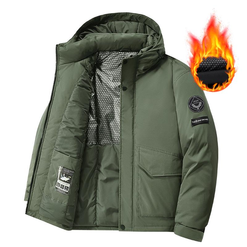 Winter Cotton Jacket Men's Workwear with Multiple Pockets, Simple Jacket Men's Outdoor Thick Graphene Cotton Jacket
