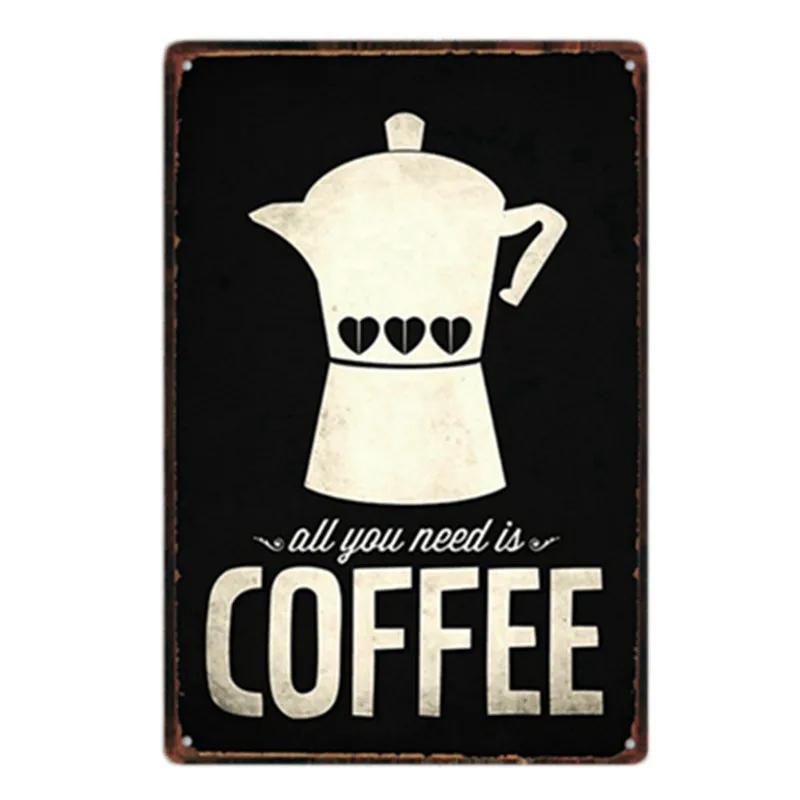 Coffee Menu Plaque Home Bar Cafe Vintage Wall Decor Art Metal Tin Signs Pub Tavern Retro Decorative Plates Metal Poster YJ177