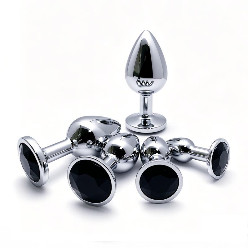 5 Size Black Butt Plug Metal Anal Plug Jewelry Base Beginner To Expert G-point Massage Dildos Adult Women Toys Adult Sex Toys