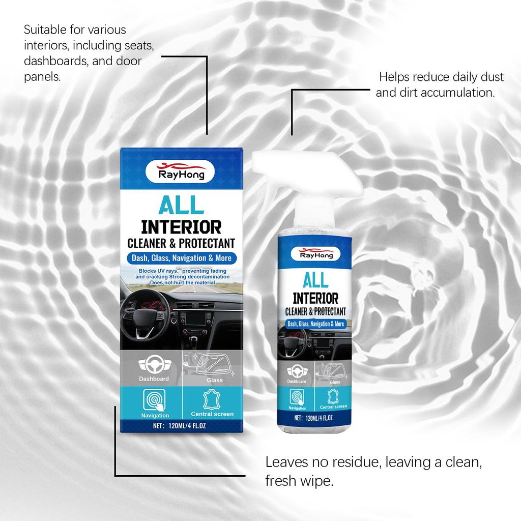 Rayhong Car Interior Cleaning and Care Spray Interior Surface Cleaner, Stain Remover, and Conditioner for Leather and Fabric 120ml