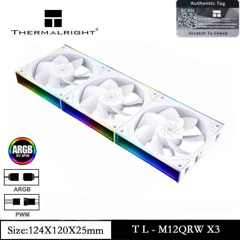 Thermalright TL-M12QRW X3 120mm ARGB Case Fan ARGB Light Effect with Infinite Mirrors PC Reverse Fan Cooler 4pin PWM CPU Fan TL-M12QRW REVERSEx3