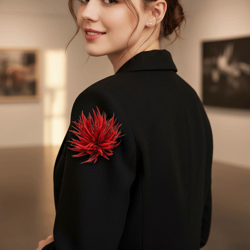 Feather Flower Brooch Pin Handmade Floral Lapel Pin Fashion Feather Flower Brooch Daily Wear