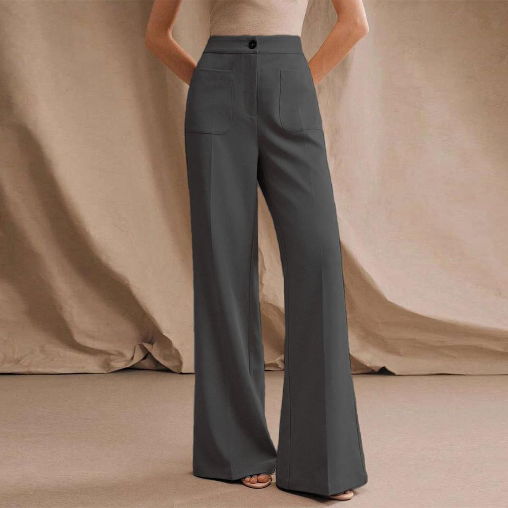 High Waist Wide Leg Pants for Women Casual Loose Fit Trousers with Front Pockets Office Style