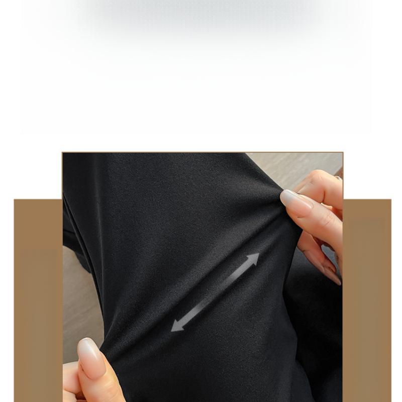 Flared Pants for Women, Nine-Tenths Length, New Black High-Waisted Slimming Casual Petite Suit Flared Pants