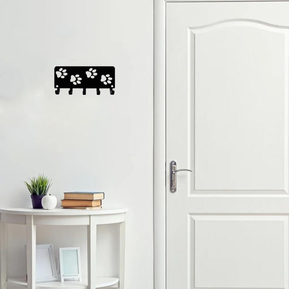 1pc Walking Paws Key Rack Hanger & Dog Leash Organizer - 9 Inch/6 Inch Metal Wall Art for Wall Hanging and Hooks