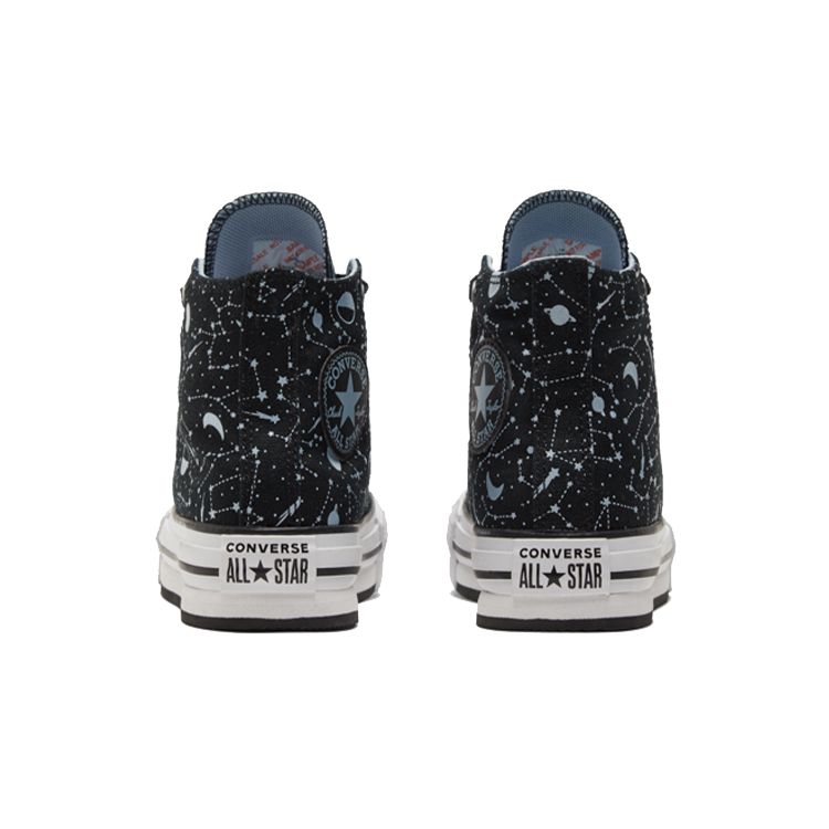 Converse Eva Lift High Top Kids Canvas Shoes Kids Sneakers Black Blue 672117C