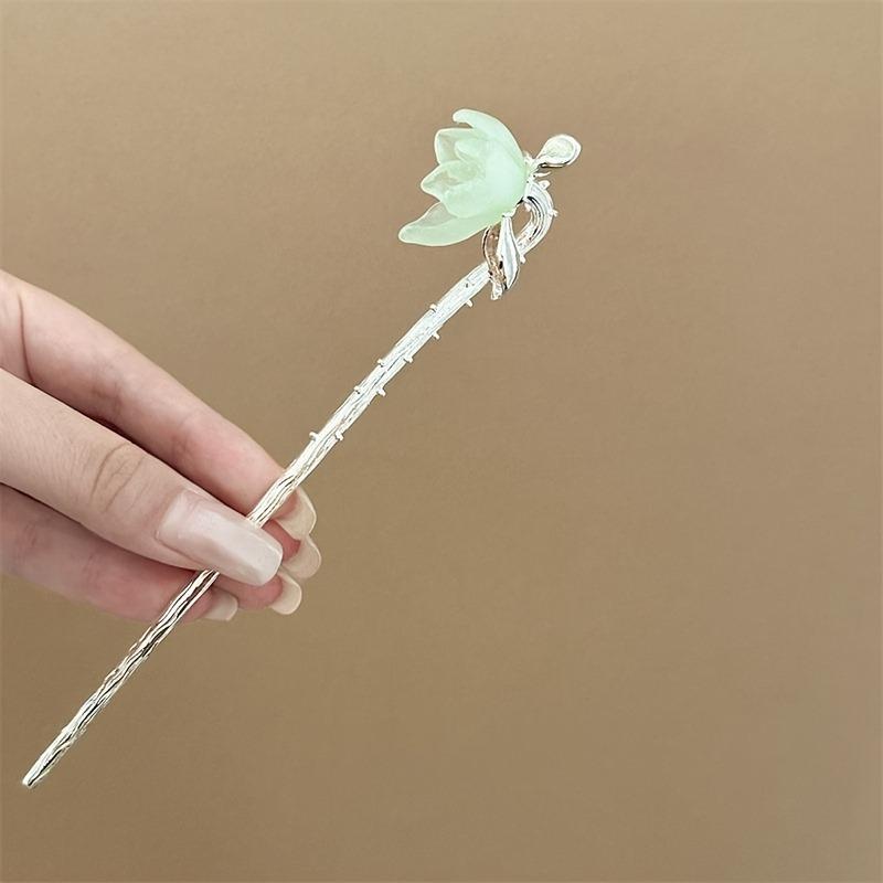 

National Style Lotus Flower Clear Water out of Hibiscus Alloy Hairpin Clear Three-dimensional Temperament Niche Hair Accessory