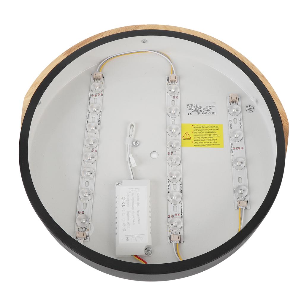 LED Ceiling Light Iron Wood PC Stepless Dimmable Round Flush Mount Modern Ceiling Light Fixture