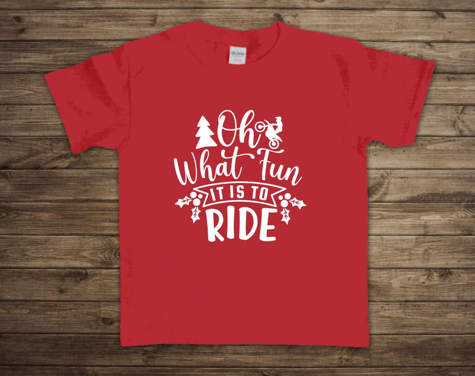 Oh What Fun It Is To Ride Youth Dirt Bike Christmas T-Shirt, Short Sleeve, Motocross 2XL
