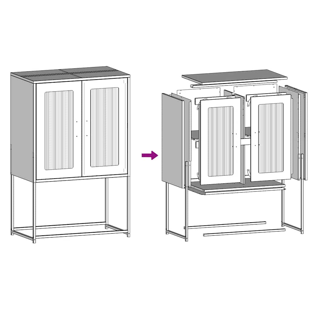 Highboard Anthracite 68 X 39 X 107 Cm Steel