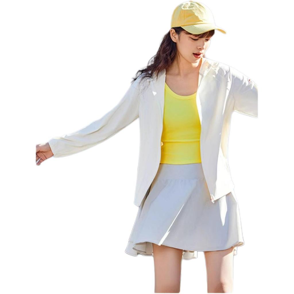 Anta Training Series Solid Color Zip-Up Hooded Loose Sports UV Protection Sun Protection Jacket Women Jackets Corn-White 162427705-1