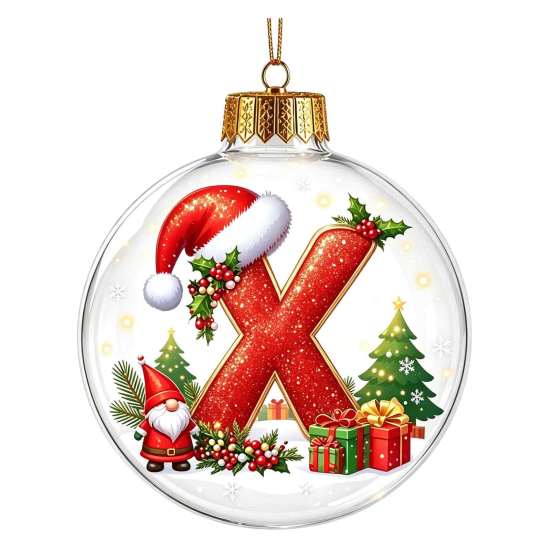 Indoor Outdoor Xmas Hanging Ornaments 26?Letter Acrylic Christmas Ball Ornament, 3D Crystal Style Alphabet Gift Ideas for Family Pendant, Tree Home