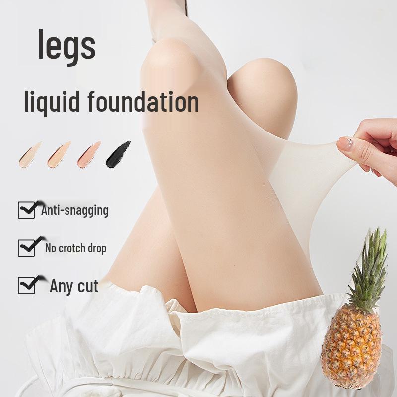 Women's Durable Nylon Thin Anti-Snag Black Stockings: Summer Skin-Beautifying, Leg-Revealing, Non-Blocking Pineapple Design.