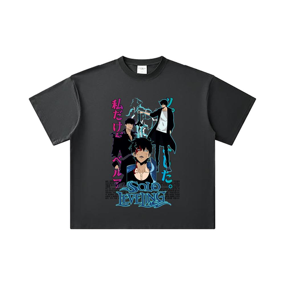 260 GSM Double Yarn 32 Count 100% Cotton Solo Leveling V2 Sung JinWoo Print Unisex Heavy Cotton T Shirt