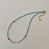 Optimize Turquoise Glass Beads Beaded Necklace Exquisite Fashion Versatile High Sense Temperament Niche Design Personalized Items