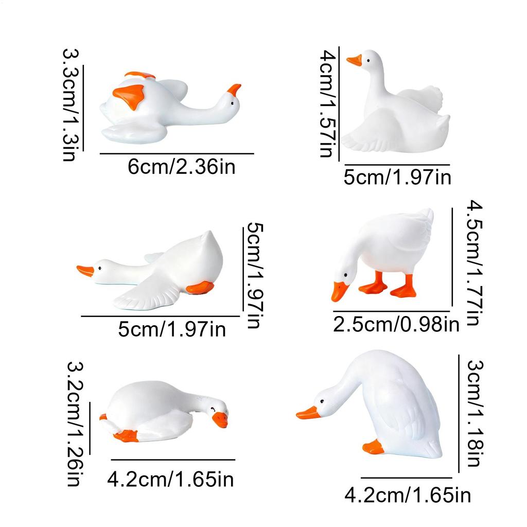 Animal Dashboard Figurines 6 Pieces Animal Geese Figurine Ornament Desktop Statue Accessories for SUV RV Interior Office Home