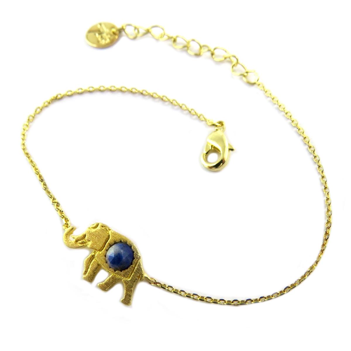 

7bis [Q0977] - Браслет ручной работы Индийский слон золотисто-синий - 15x9 мм