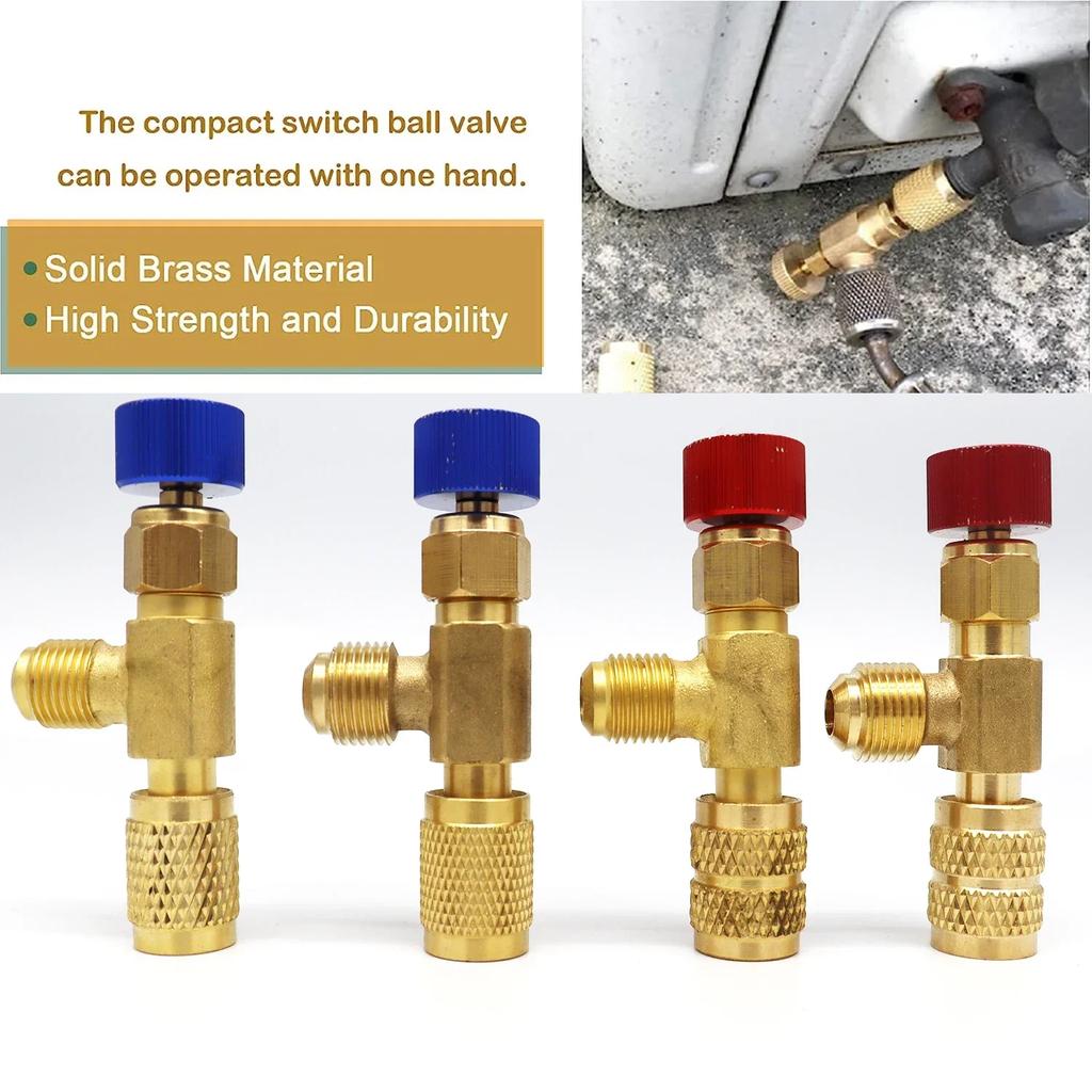 Copper R22 R410 Refrigerant Filling Valve, Freon Liquid Safety Valve for Air Conditioning, with Safety Protection Function