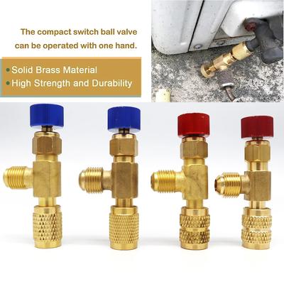 Copper R22 R410 Refrigerant Filling Valve, Freon Liquid Safety Valve for Air Conditioning, with Safety Protection Function