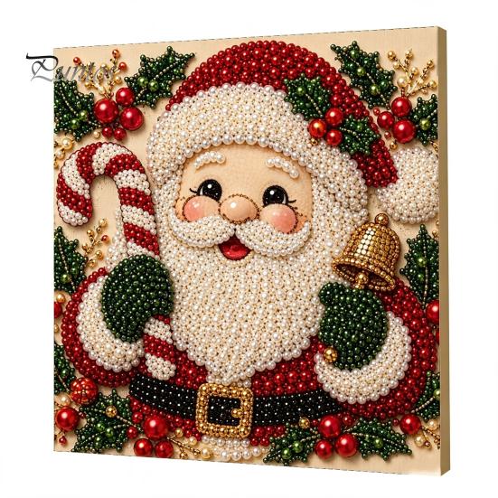 DIY Faux Pearl Art Crafts Christmas Kit, Santa Snowy Cottage Painting Kits for Adults 3D Bead Craft Set Adults, Home Winter Holiday Wall Decor Indoor