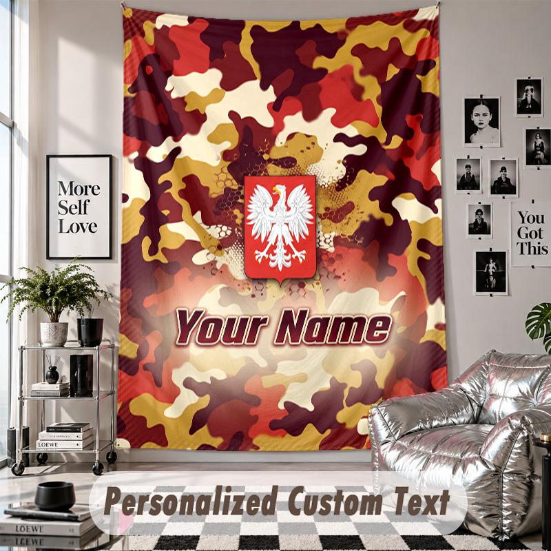 Custom Tapestry Wall Hanging, Poland Football Personalized Name Text Home Wall Decor
