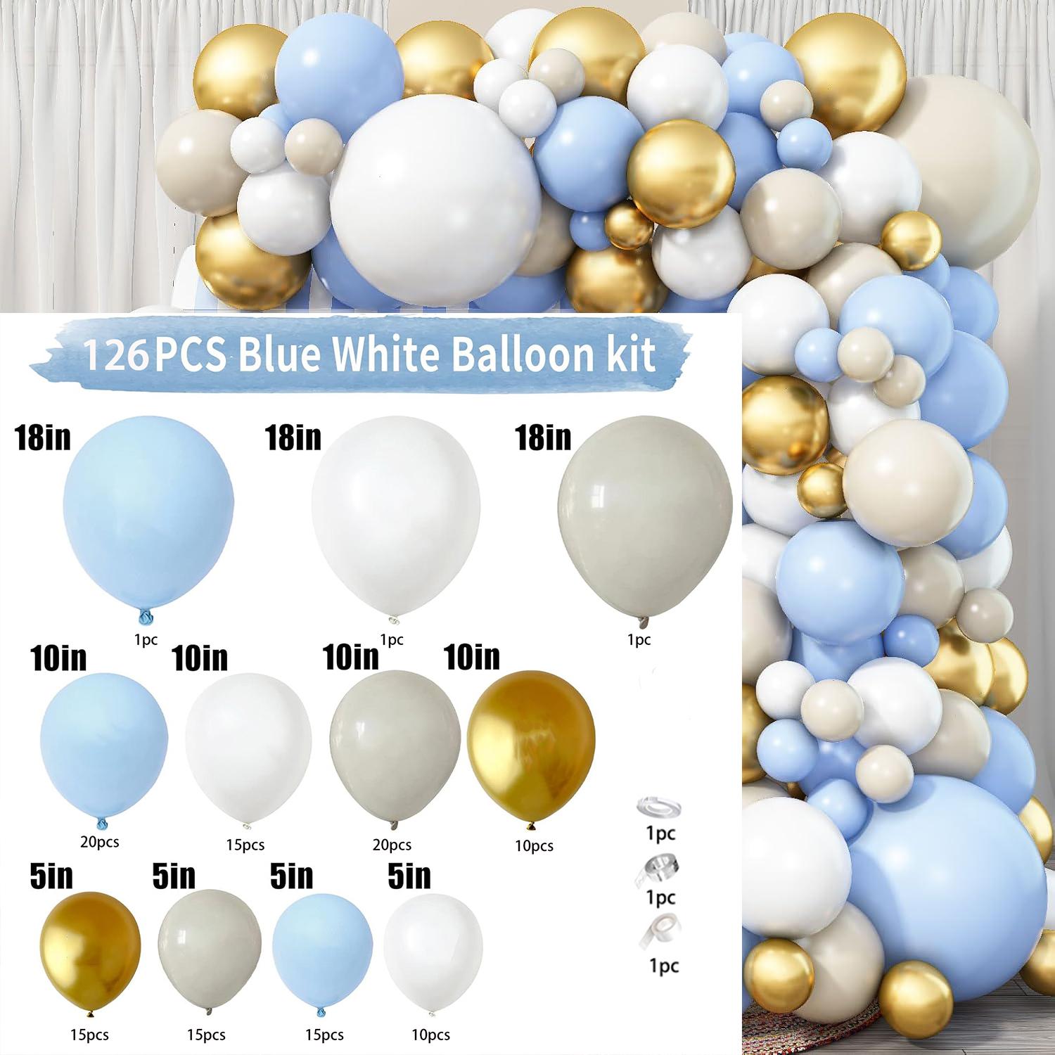 

Blue White and Gold Balloon Arch Set Is Suitable for Birthday Weddings Theme Events Holiday Decorations and Other Occasions Other