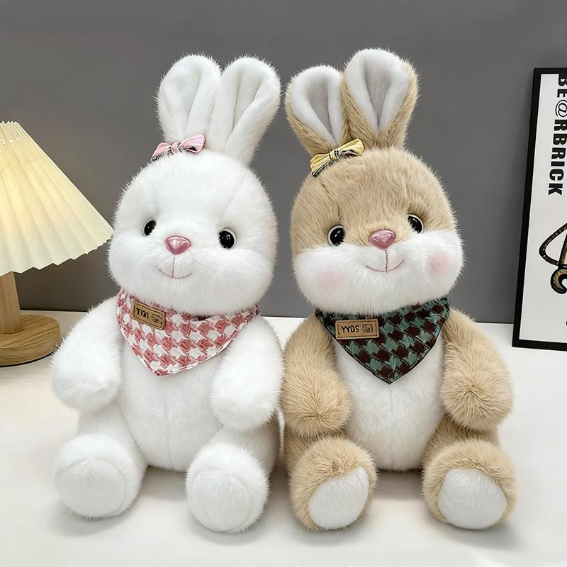Cute Bunny Plush Toy Girly-Hearted Plush Doll Carrot Rabbit Pillow Scarf Rabbit Sleep Comfort Toy Children's Birthday Gift for G