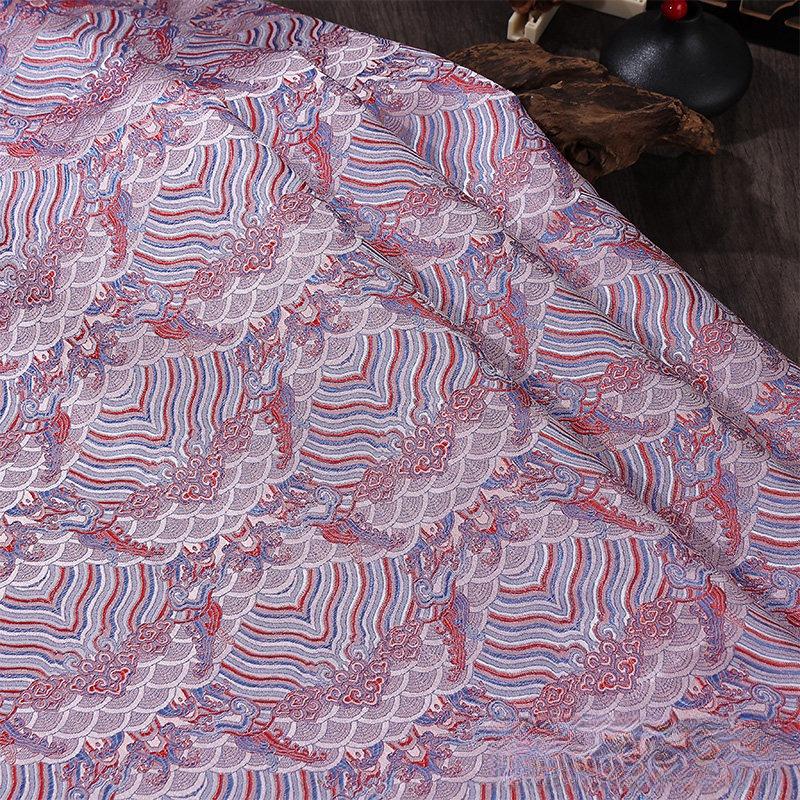 Ocean Wave Pattern Brocade Fabric Jacquard Satin Cloth for Handmade Diy Cheongsam Cushion Pillow Sachet Ethnic Costumes