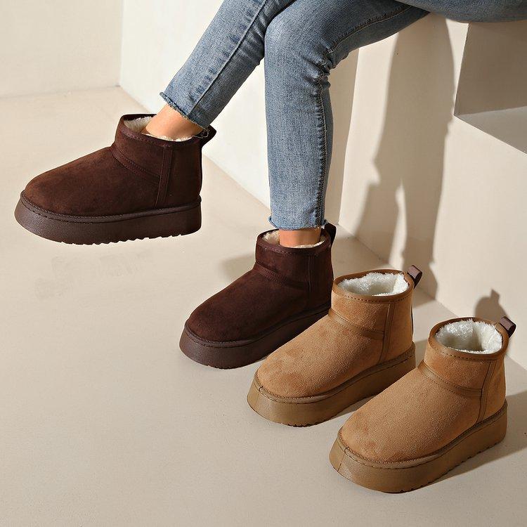 Large size snow boots women's new winter thickened warm low tube thick sole heightening cotton boots women's shoes