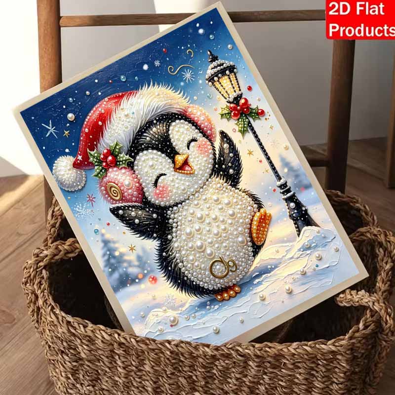 Pearl Painting 5D DIY Christmas Penguin Decorative Painting. Cute Birthday Gift. Handmade Art Painting