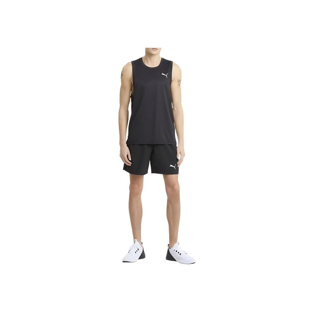 Puma Logo Print Elastic Waist Woven Mid Rise Sports Shorts Men Shorts Black 520201-01