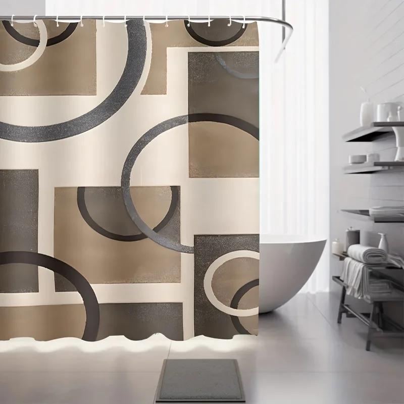 Modern Geometric Abstract Shower Curtain Bathroom Decor Waterproof Curtain for Stylish Home Bathroom Design