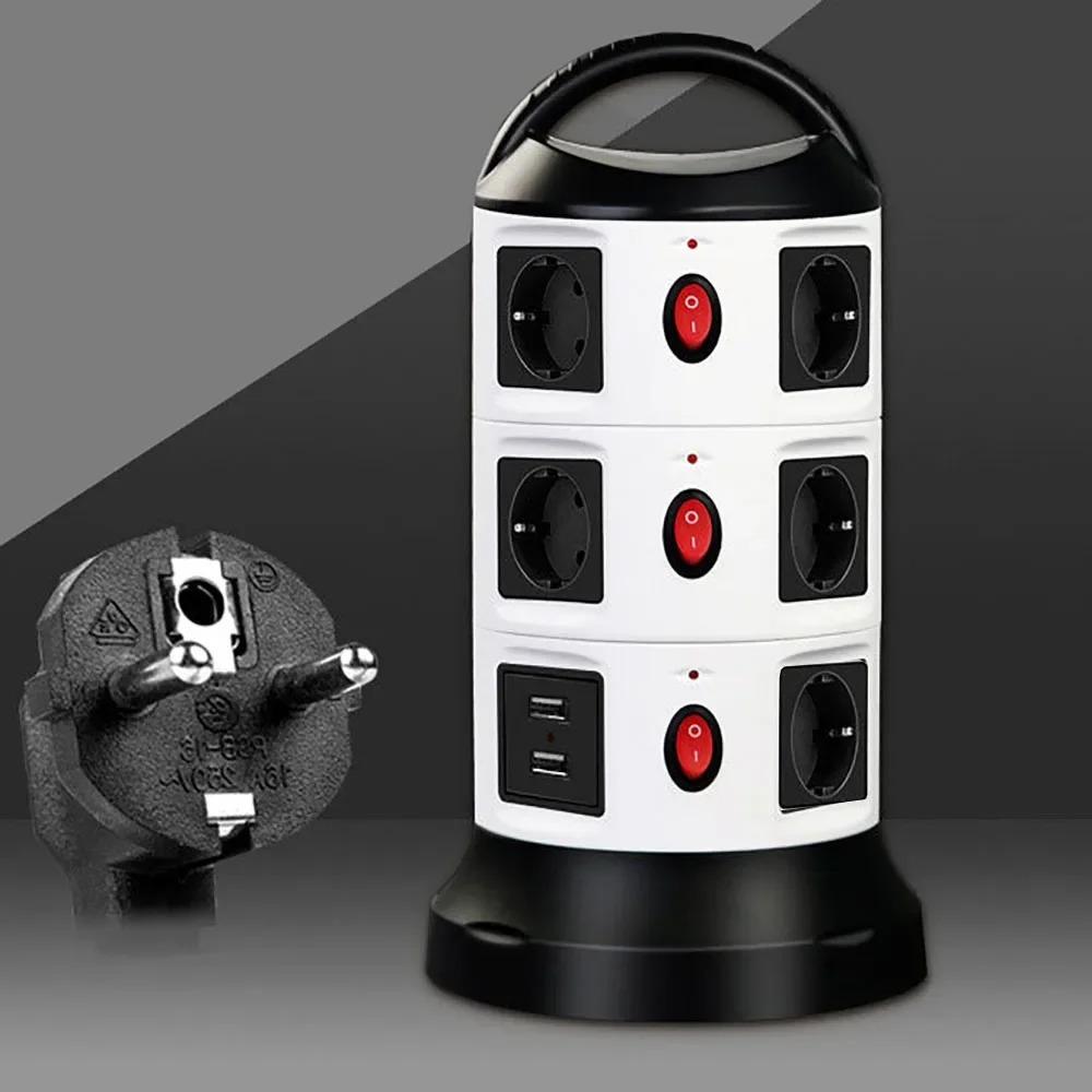 

Melery Vertical Power Strip Multiple Tower Socket Surge Protector EU Plug Outlets with USB Switchable 1.8m Extension Cable Home Office CHINA