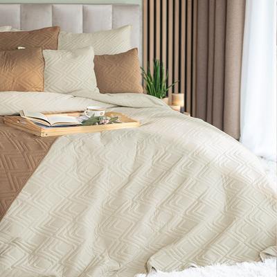 AVILA Dekorative Tagesdecke - beige, geometrisches Muster - 220x240cm