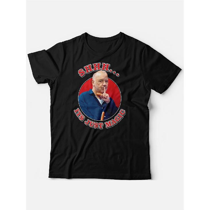 Humorous for magician Bob Mortimer Shhh It S Simply Enchantment Graphic Tee - Sturdy 230Gsm Shirt with Red Lettering & Bob Mortimer S Face - Unisex S чёрный