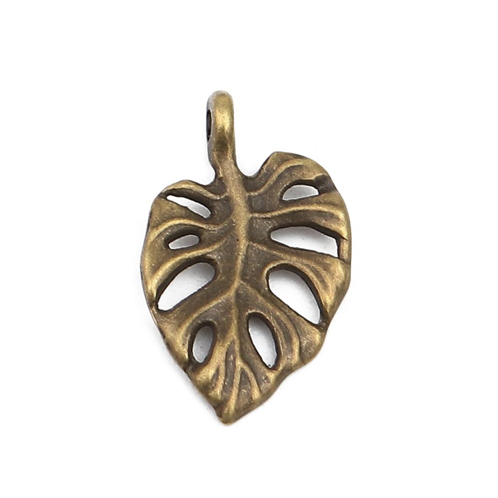 50PCs Monstera Charms Vintage Leaf Series Gold Color Hollow Monstera Shape Pendants for DIY Necklace Earrings Jewelry 20mm