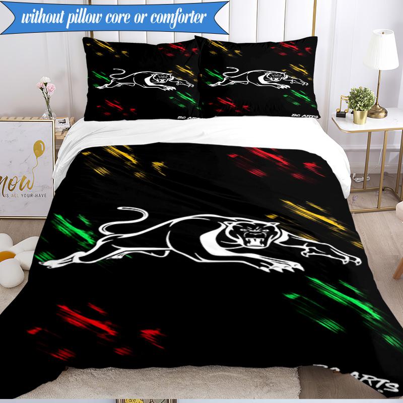 3PCS Panther Panthers Spirit Bedding Set 2D Printing (Includes 1 Duvet Cover + 2 Pillowcases Coreless), Bedroom decor,Fan Gift